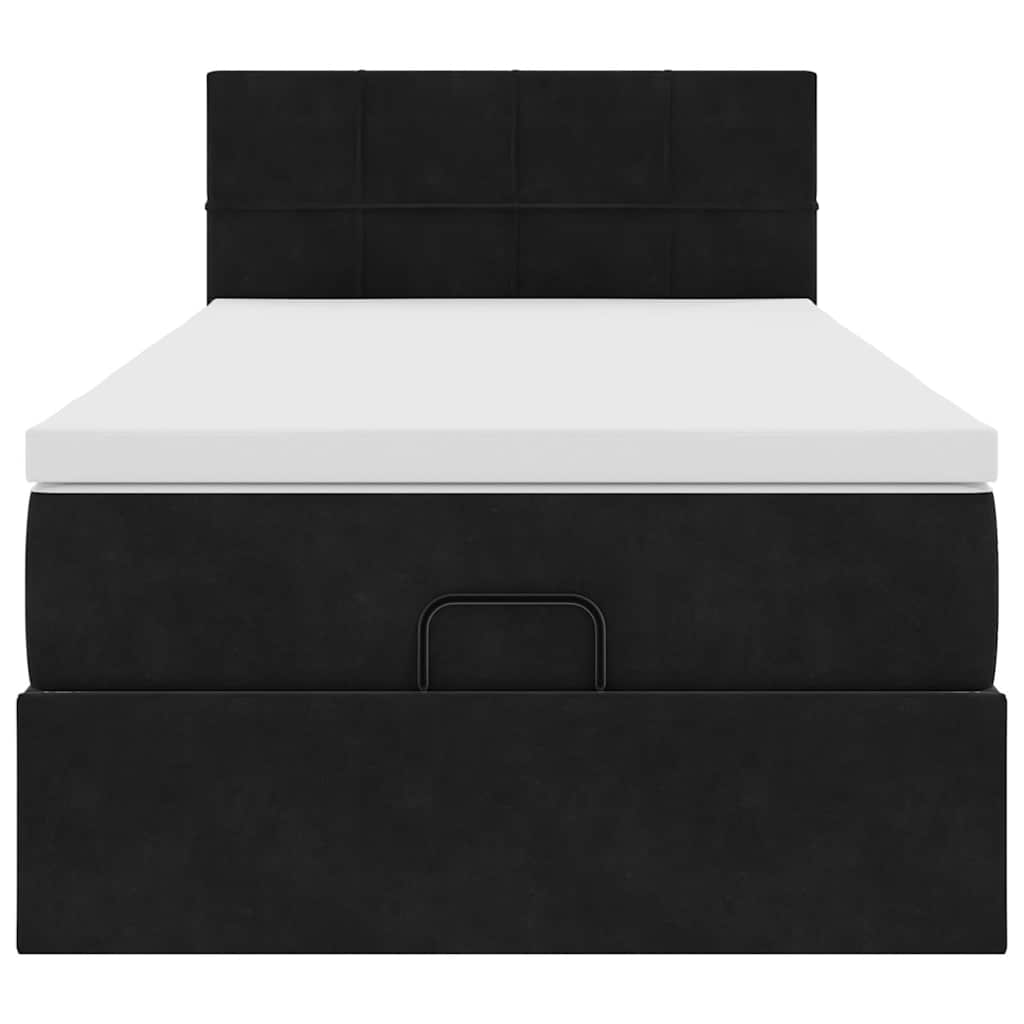 Otomanski okvir kreveta s madraca crni 80x200cm baršunasti