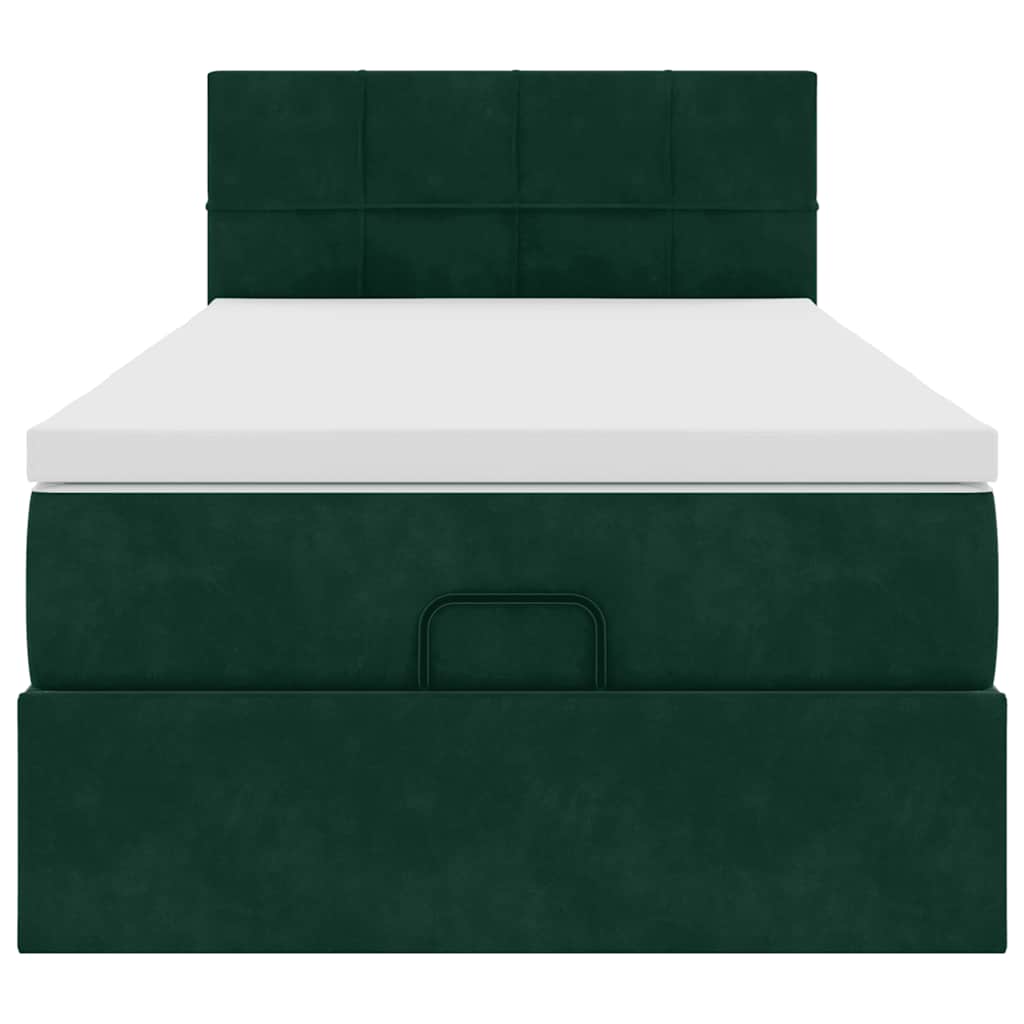 Okvir kreveta s madraca tamnozeleni 80x200cm baršunasti