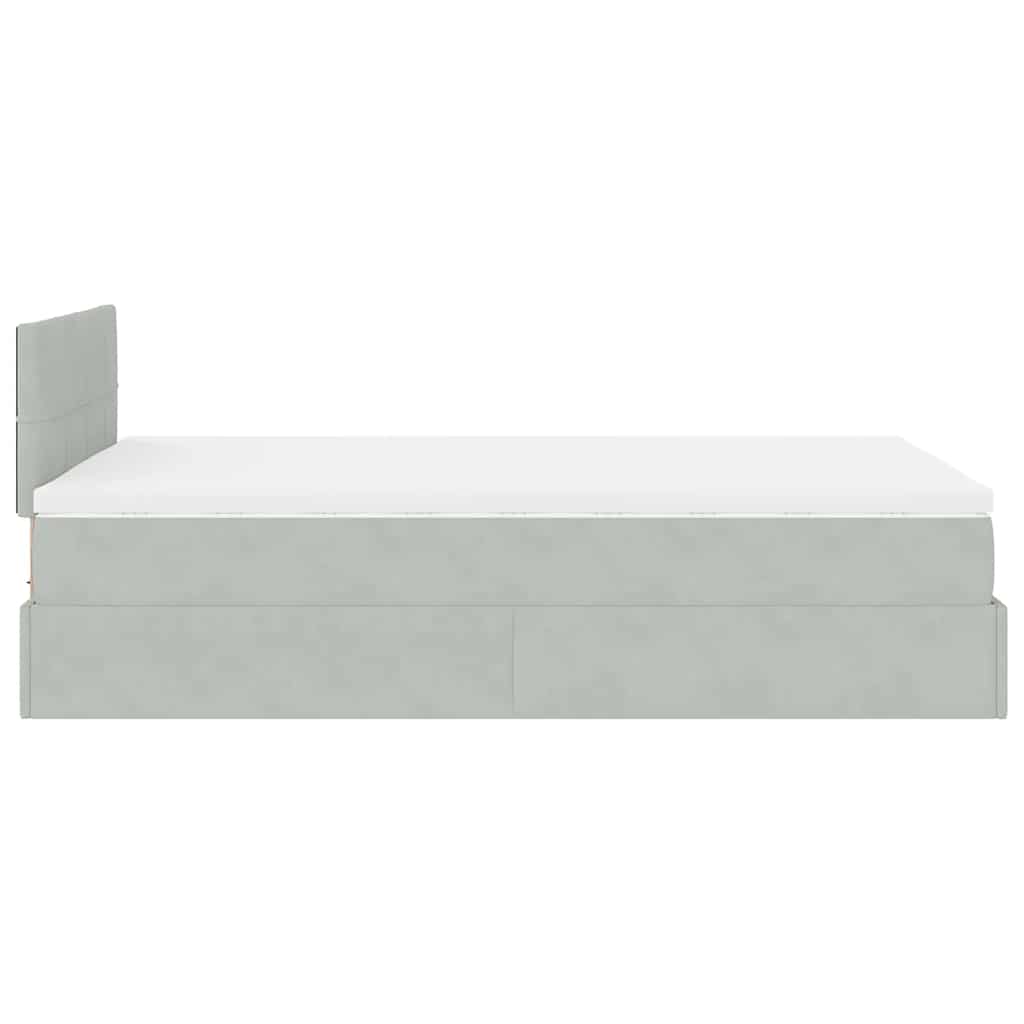 Otomanski krevet s madracem svjetlosivi 120x190 cm baršunasti