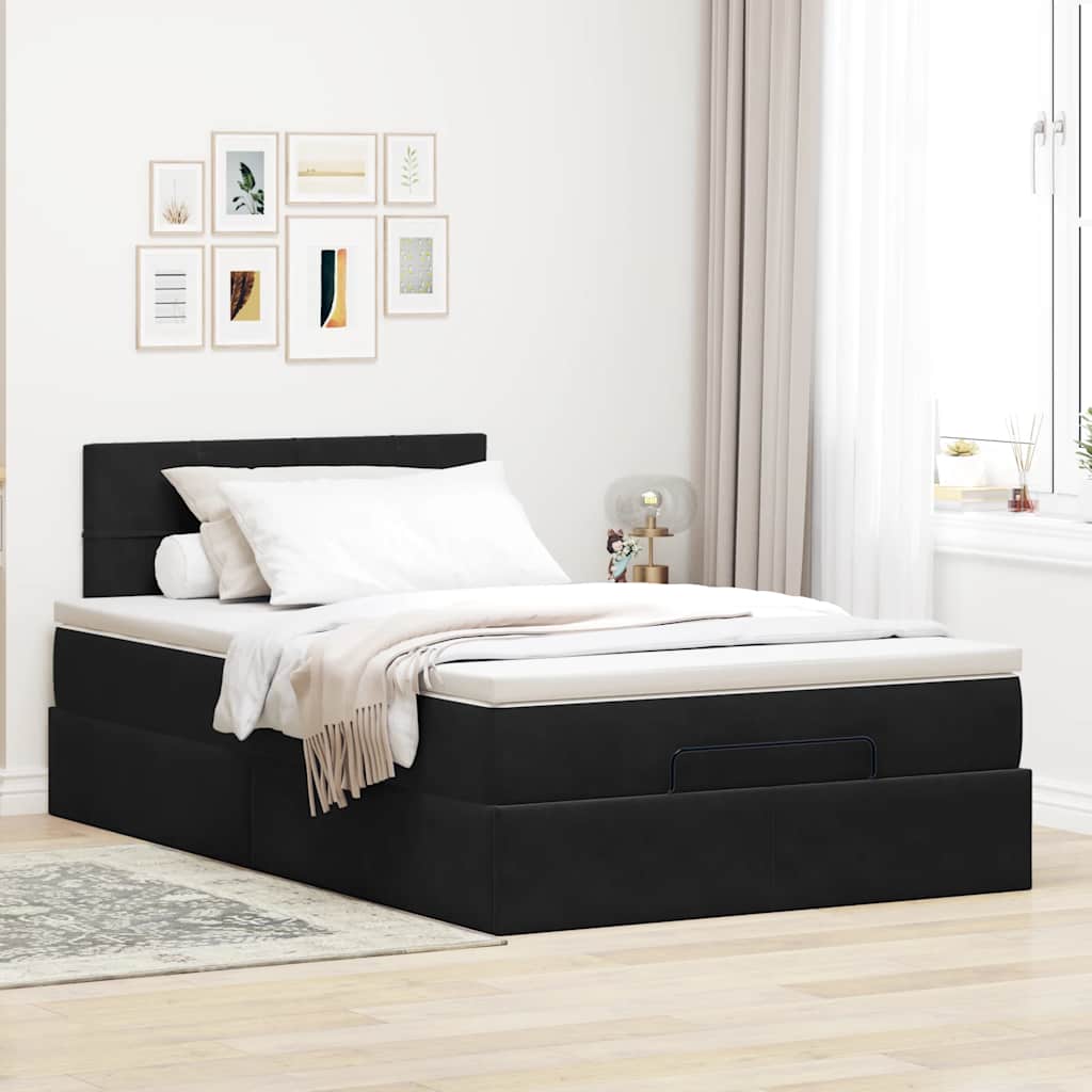 Otomanski krevet s madraca crni 120x190 cm baršunasti
