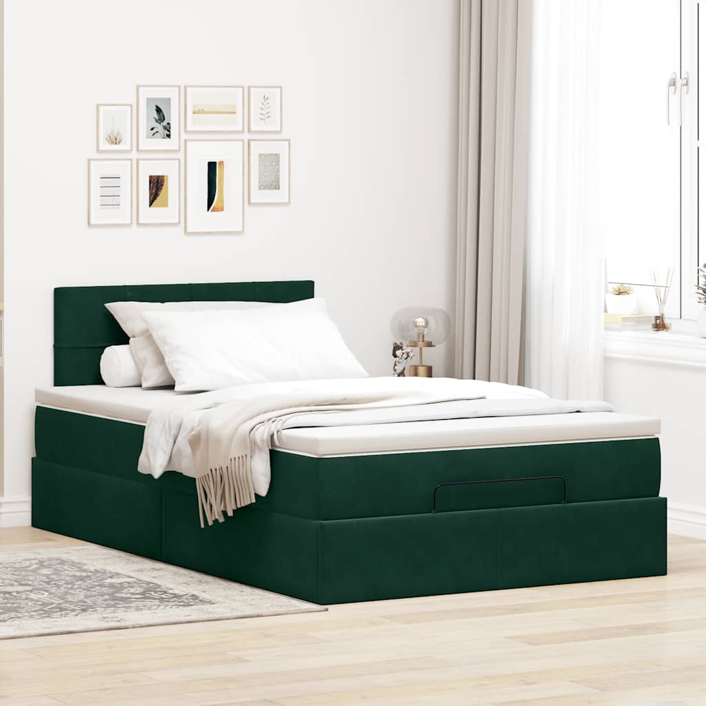 Otomanski krevet s madraca tamnozeleni 120x190 cm baršunasti