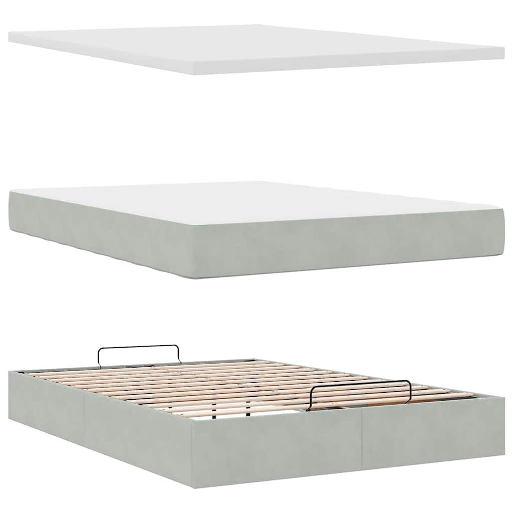 Otomanski krevet s madracem svijetlosivi 140x190 cm baršunasti