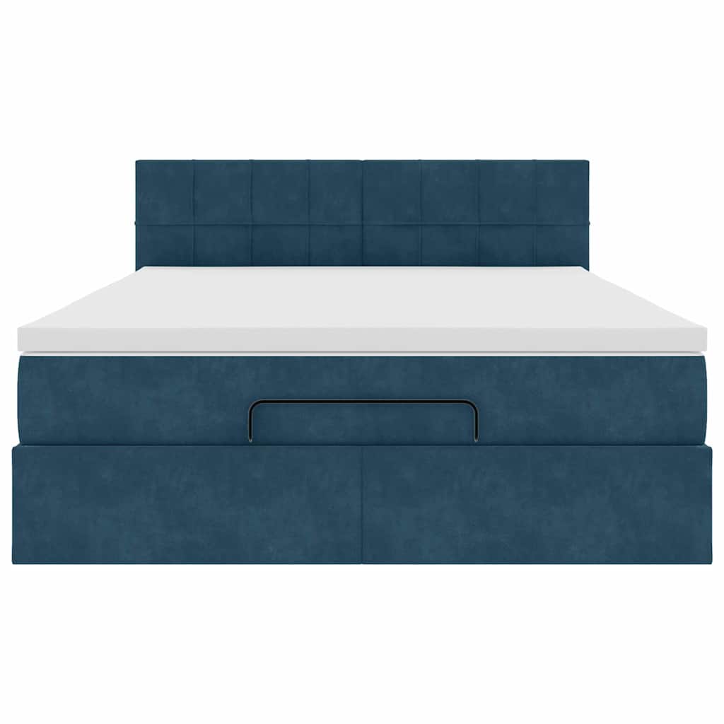 Ottoman krevet s madracem tamnoplavi 140x200 cm baršun