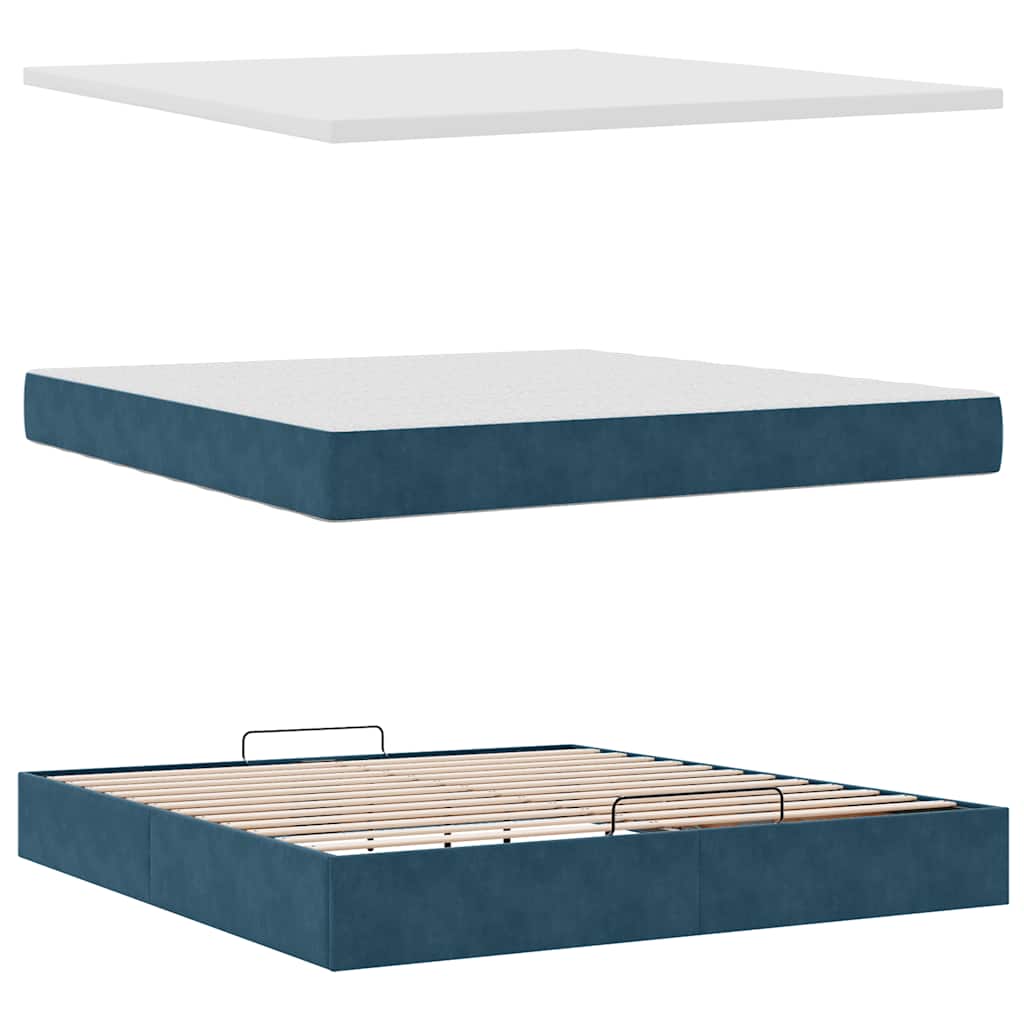 Otomanski krevet s madracem tamnoplavi 180x200 cm baršunasti