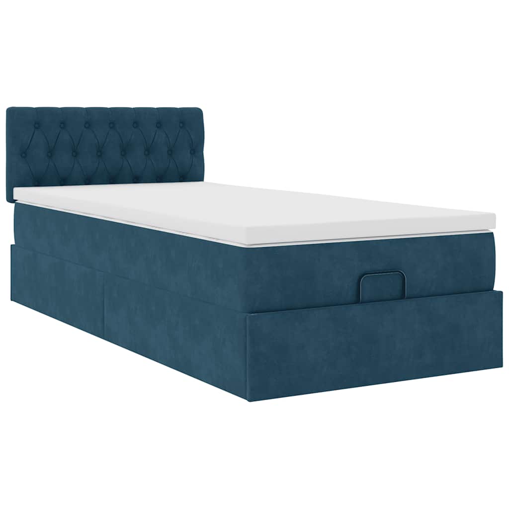 Okvir kreveta s madraca tamnoplavi 100x200cm baršunasti
