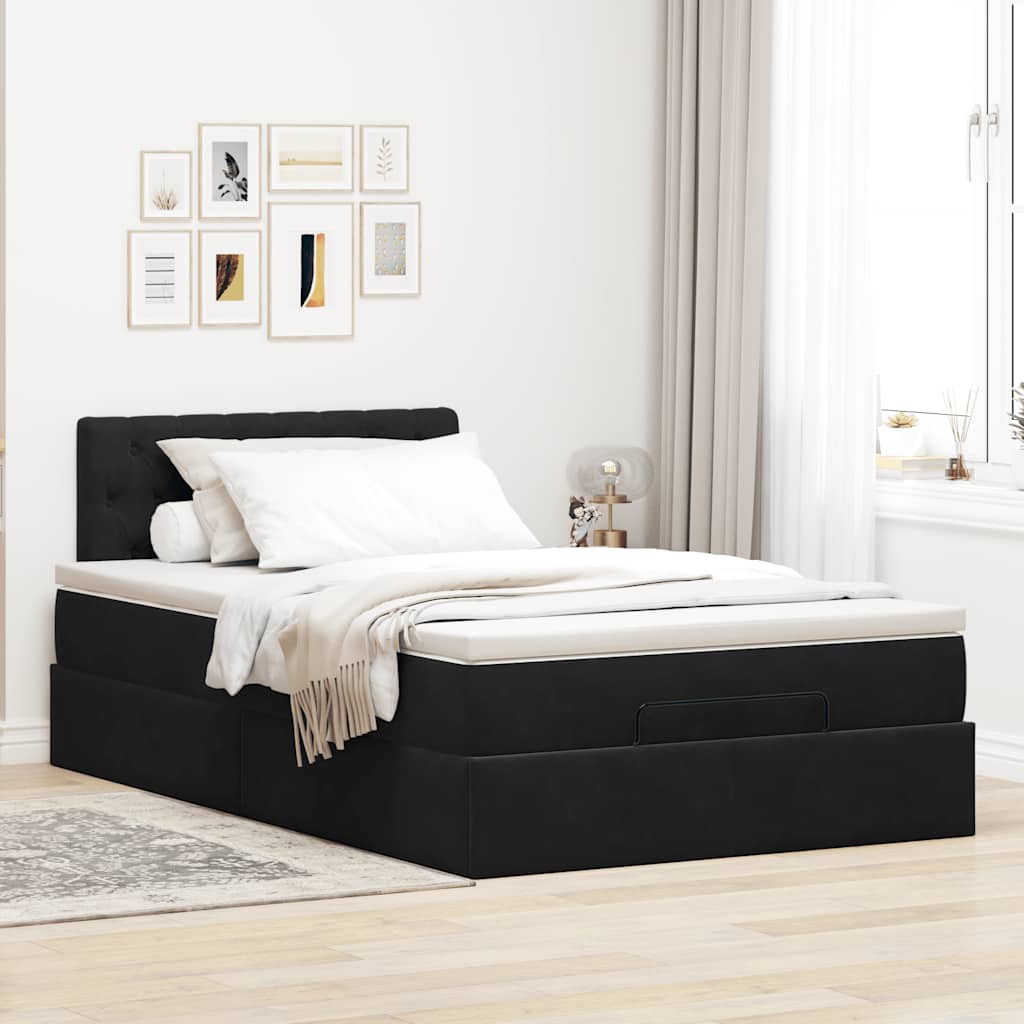 Otomanski krevet s madraca crni 120x190 cm baršunasti