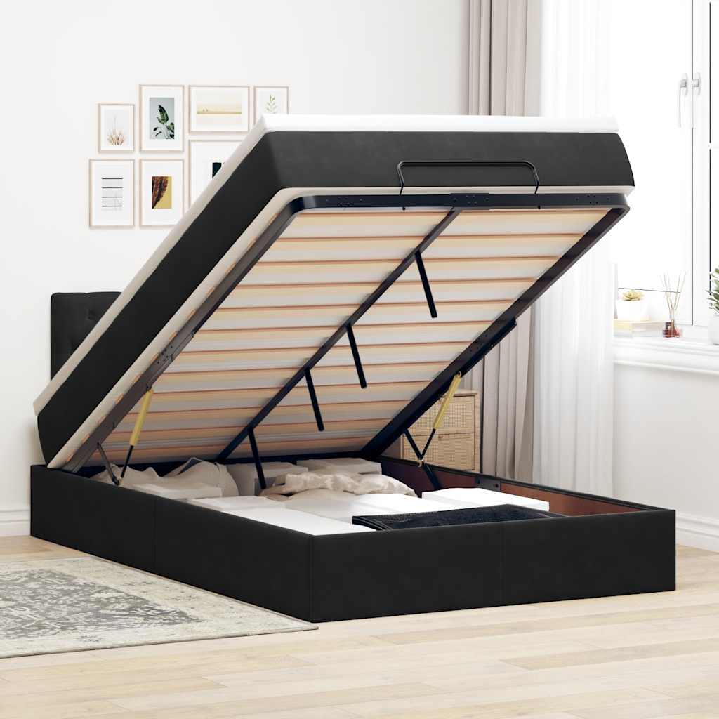 Otomanski krevet s madraca crni 120x190 cm baršunasti