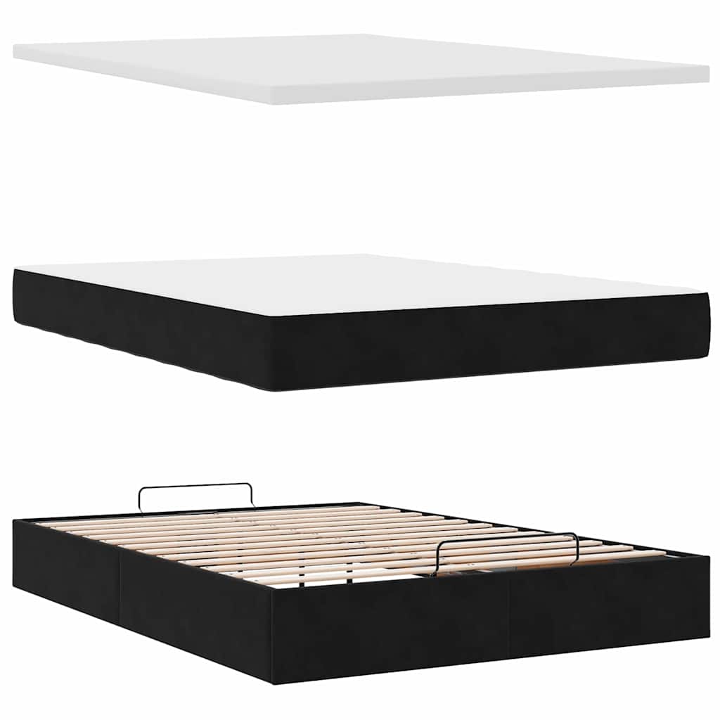 Ottoman krevet s madracem crni 140x200 cm baršun