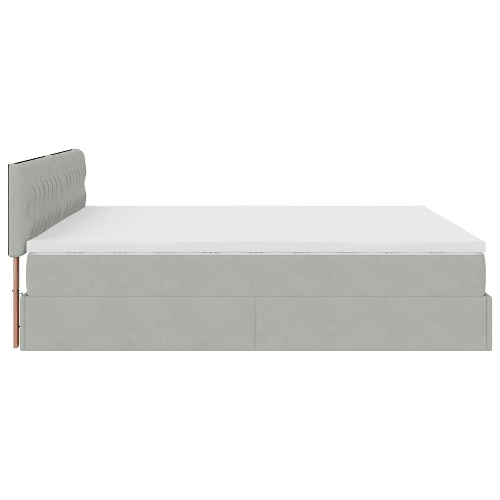 Otomanski krevet s madracem svijetlosivi 160x200 cm baršunasti