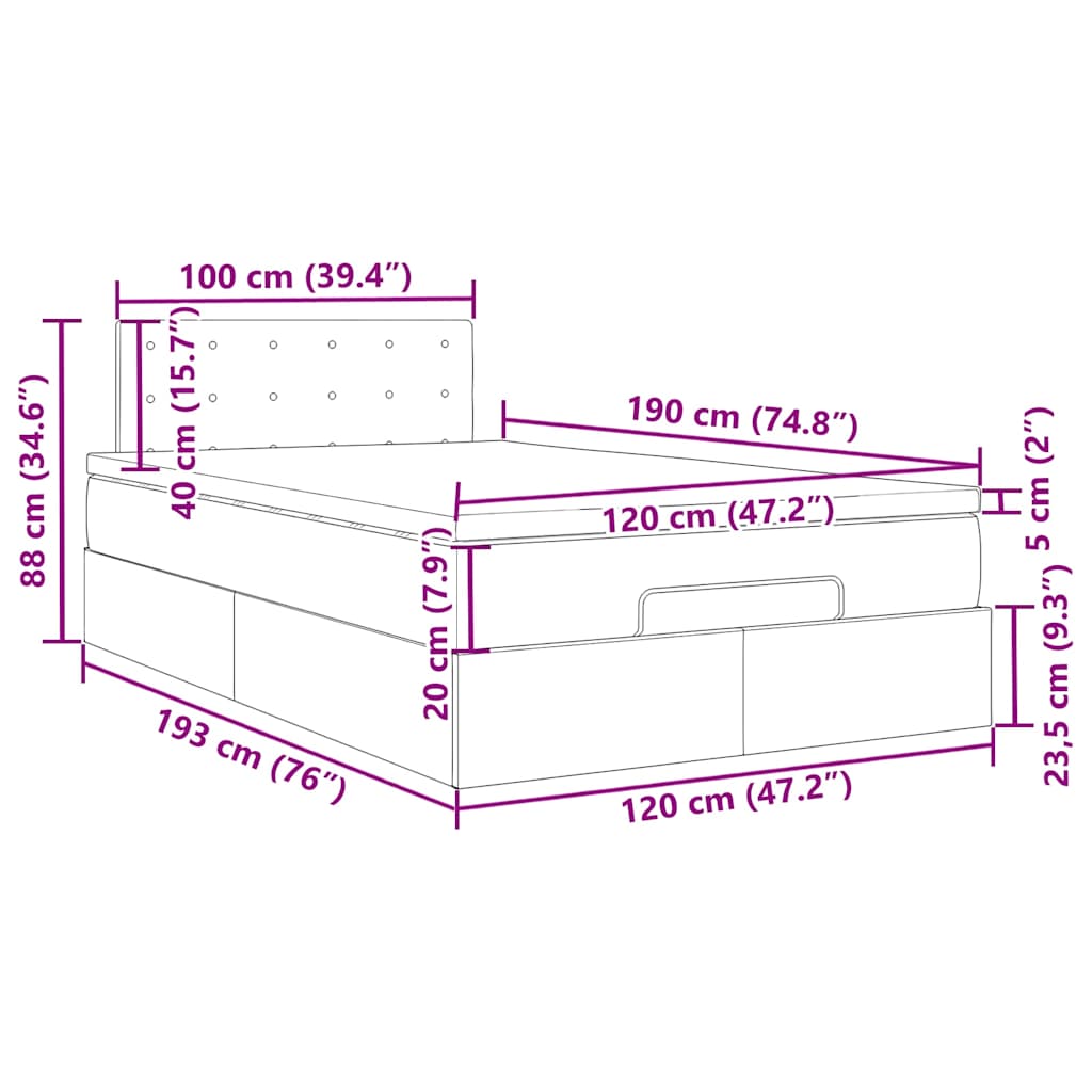 Otomanski krevet s madraca crni 120x190 cm baršunasti