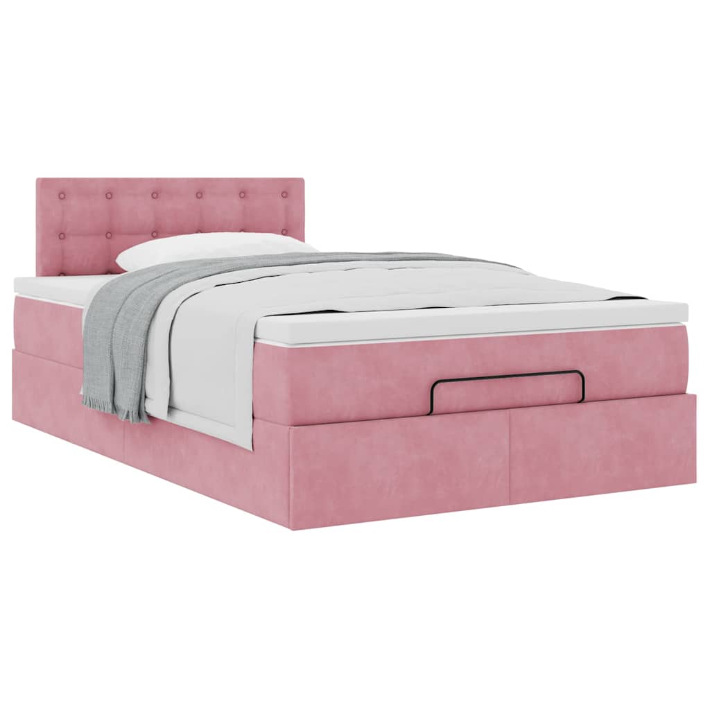 Otomanski krevet s madraca ružičasti 120 x 190 cm baršunasti