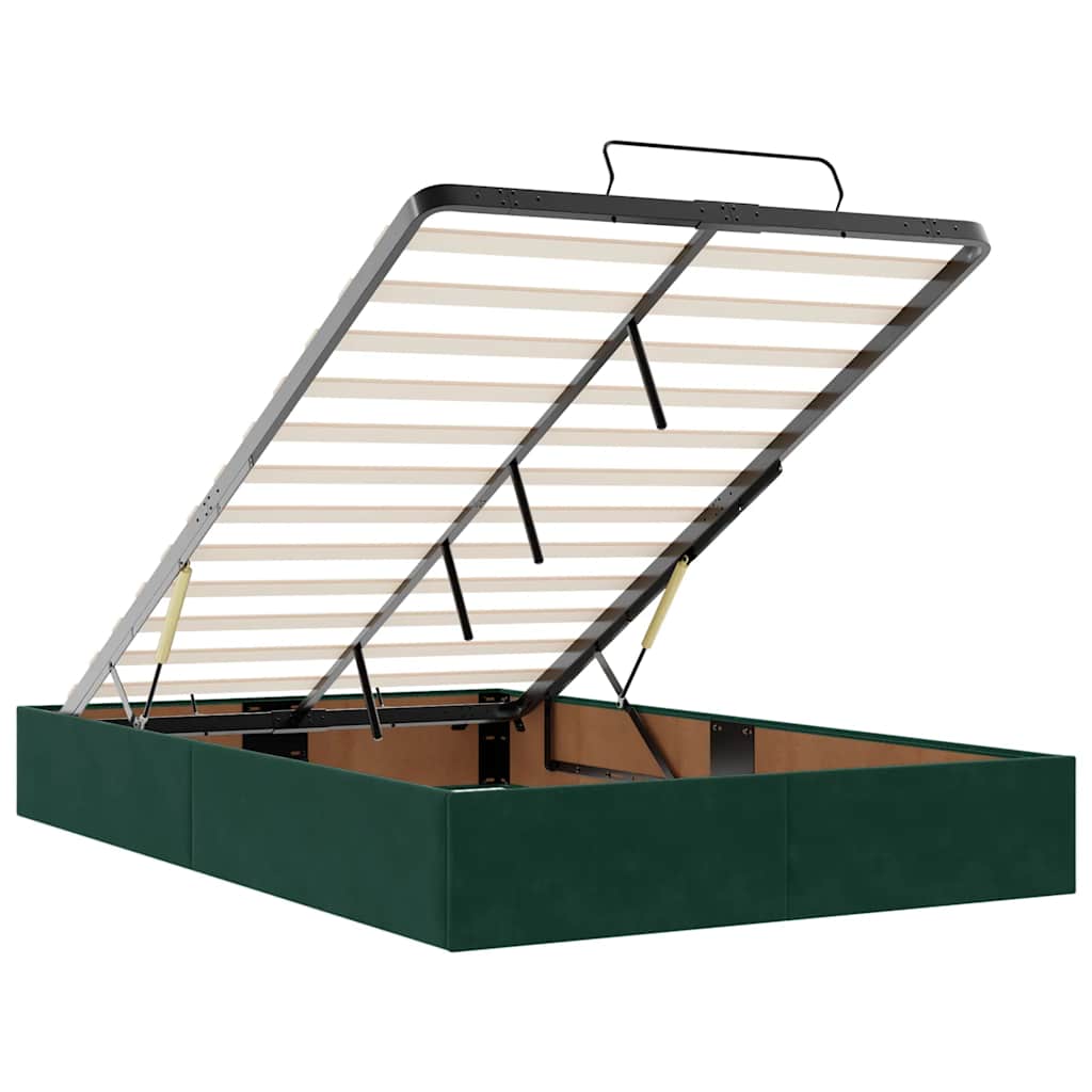 Otomanski krevet s madracem tamnozeleni 120x200 cm baršunasti