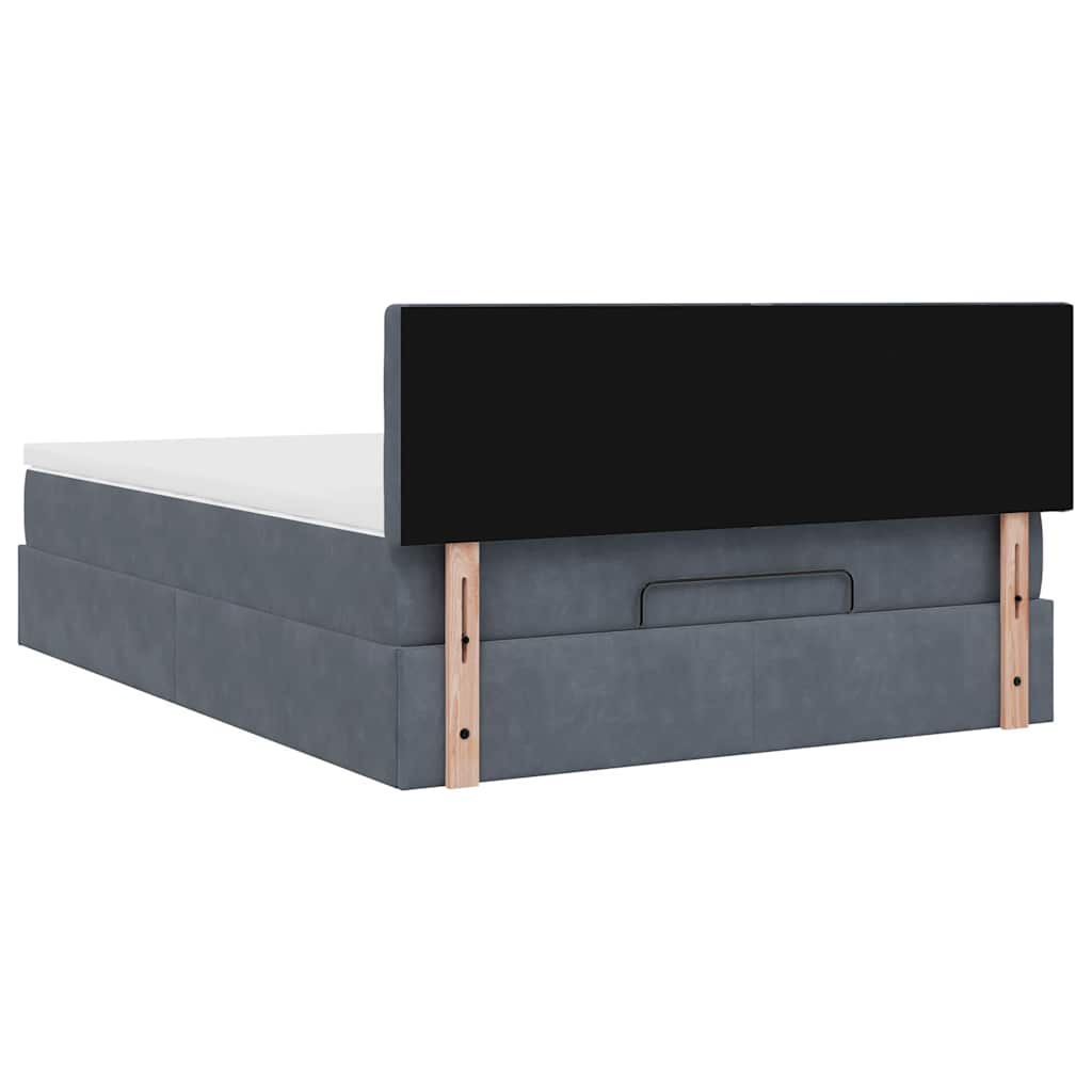 Otomanski krevet s madracem tamnosivi 140x200 cm baršunasti
