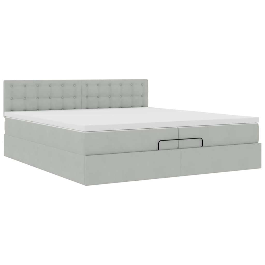 Ottoman krevet s madracem svijetlo sivi 200x200 cm baršun