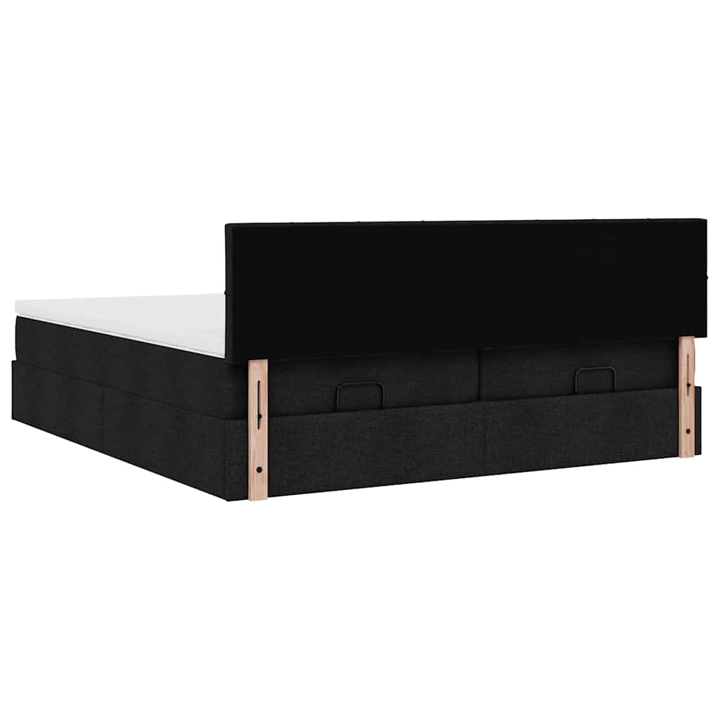 Otomanski okvir kreveta s madracima crni 180x200cm od tkanine
