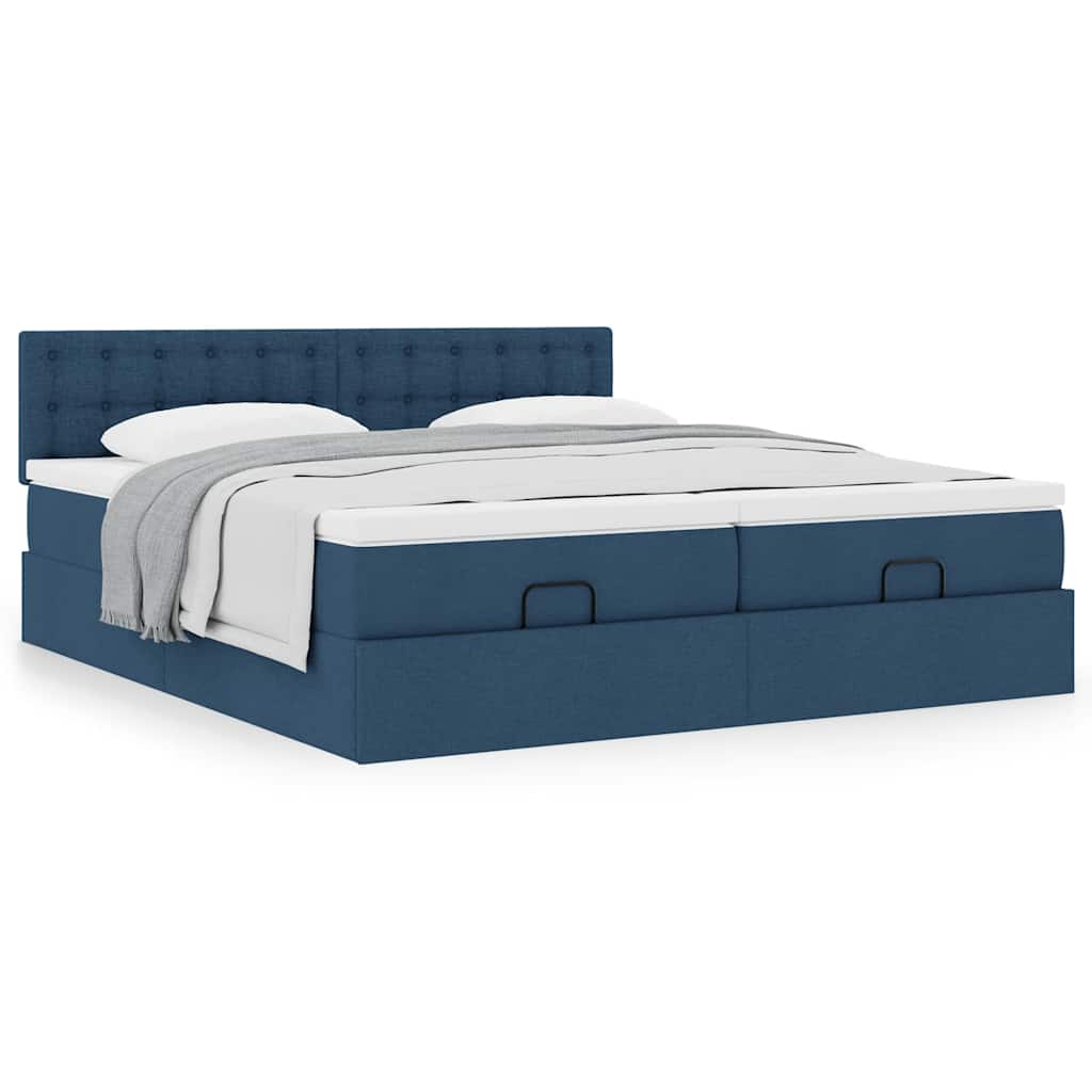 Ottoman krevet s madracima plavi 160x200 cm tkanina