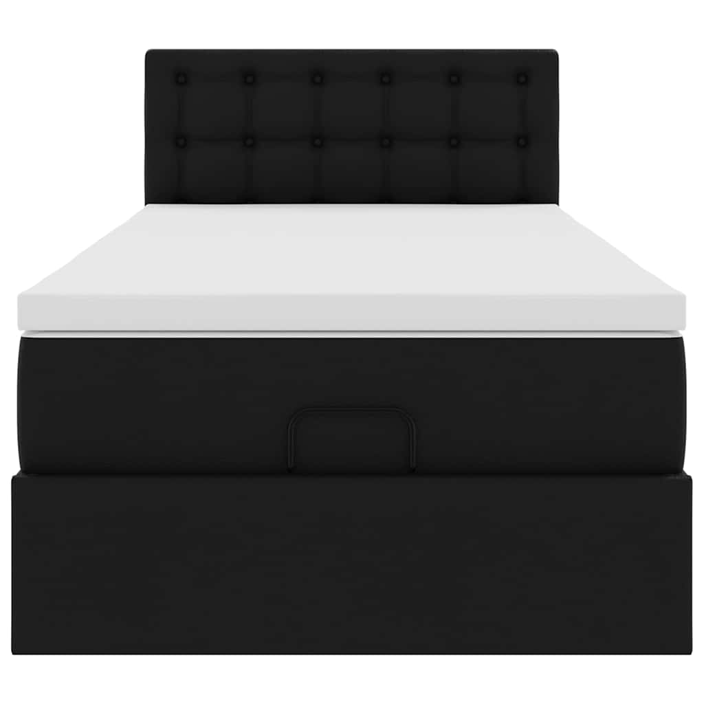 Otomanski okvir kreveta s madracem crni 90x200 cm umjetna koža