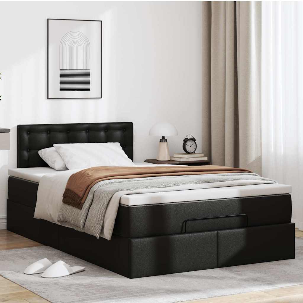 Otomanski krevet s madracima i LED crni 120x190cm umjetna koža
