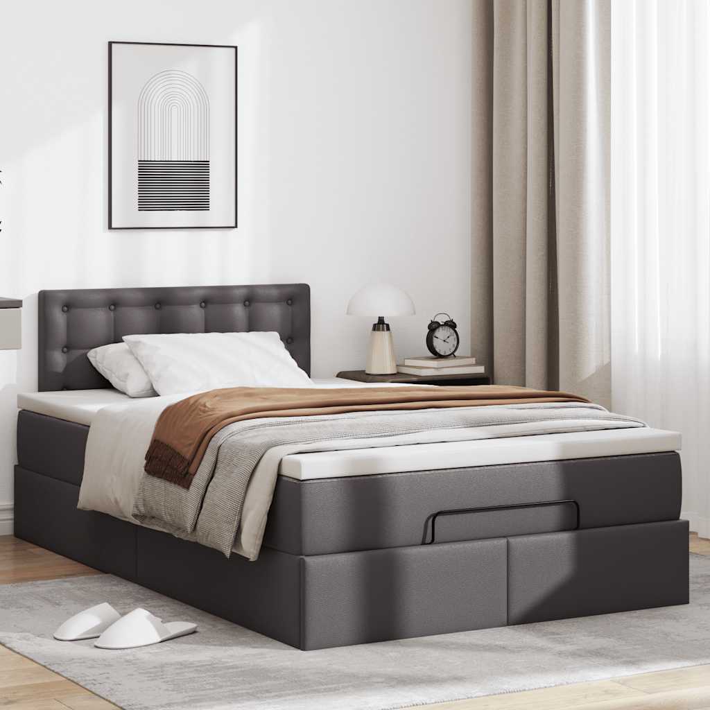 Otomanski krevet s madracima i LED sivi 120x190cm umjetna koža