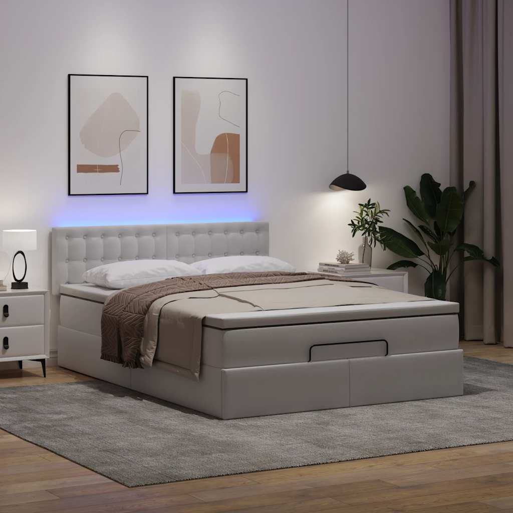 Otomanski krevet s madracima i LED 140x190cm umjetna koža