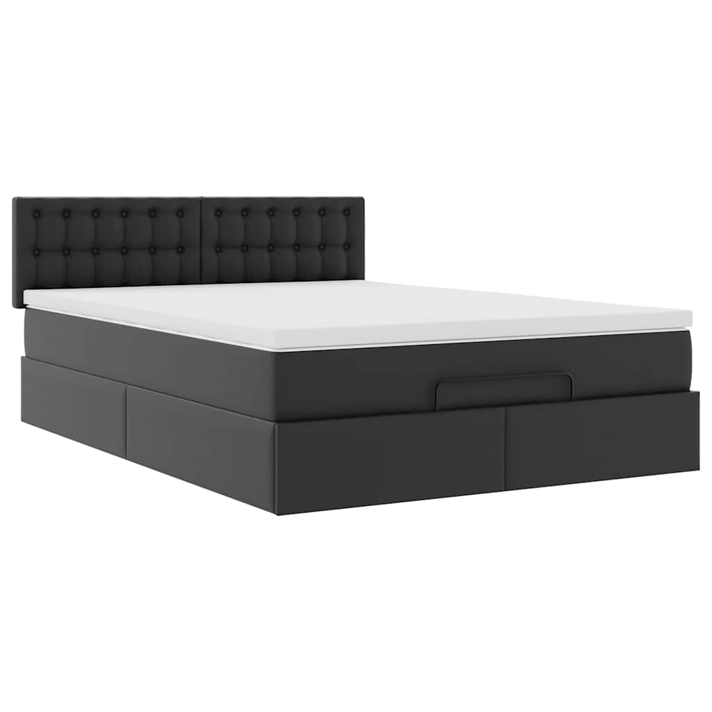 Otomanski krevet s madracima i LED crni 140x200cm umjetna koža