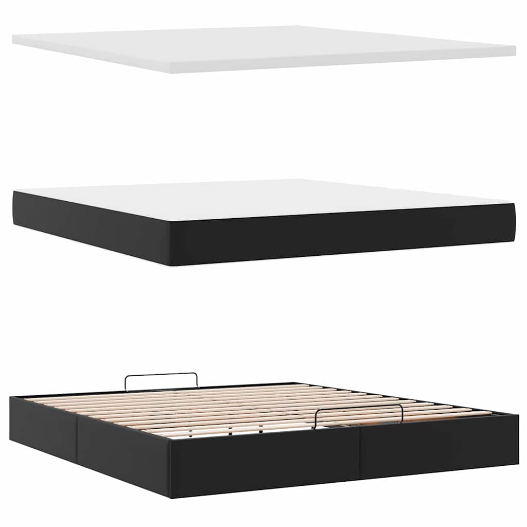 Otomanski krevet s madracima i LED crni 160x200cm umjetna koža