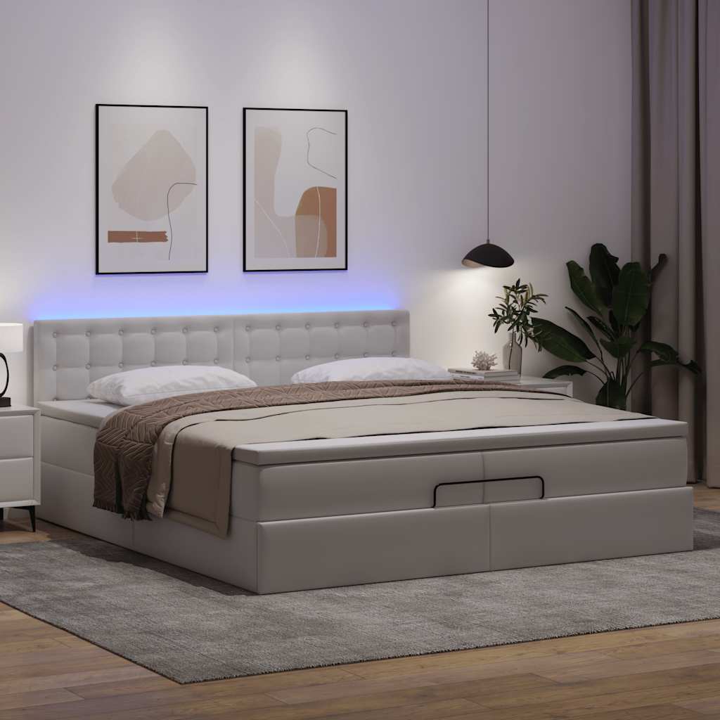 Okvir kreveta s madracem čisto bijela 200x200cm umjetna koža