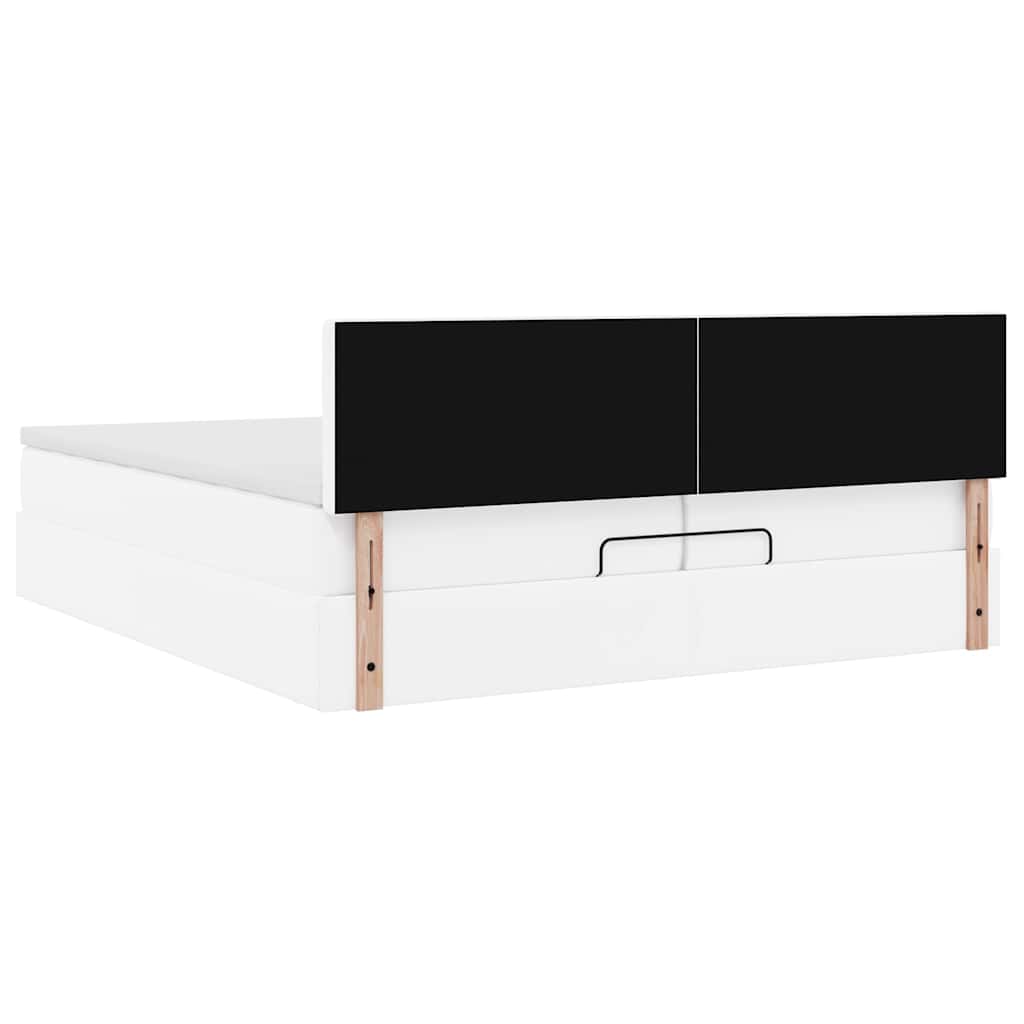 Okvir kreveta s madracem čisto bijela 200x200cm umjetna koža