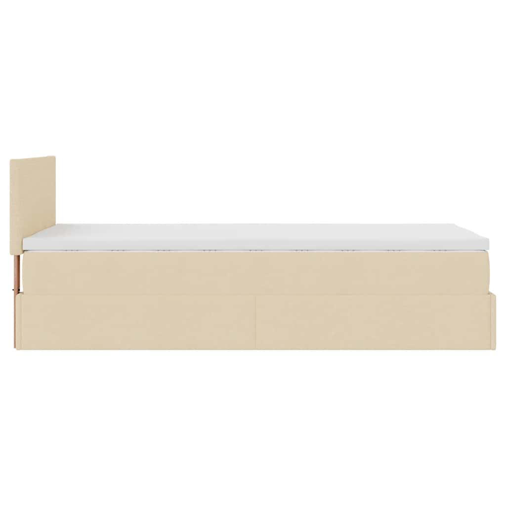 Otomanski okvir kreveta s madraca krem 80x200cm od tkanine