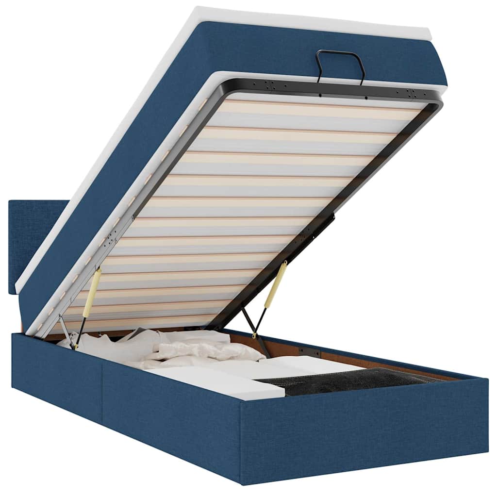 Otomanski okvir kreveta s madraca plavi 90x190cm od tkanine
