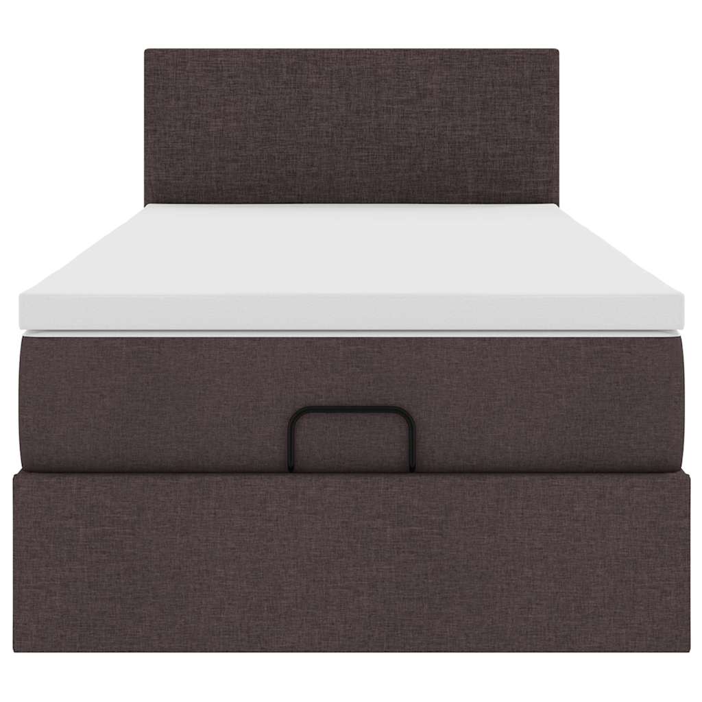 Otomanski krevet s madracem i LED tamnosmeđi 90x200 cm tkanine