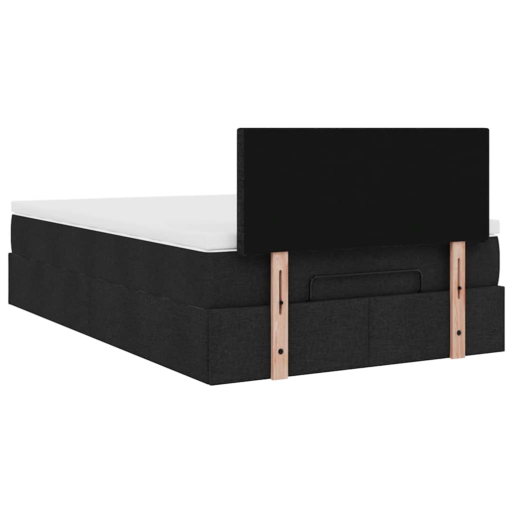 Otomanski krevet madracem i LED crna 120x190 cm tkanina