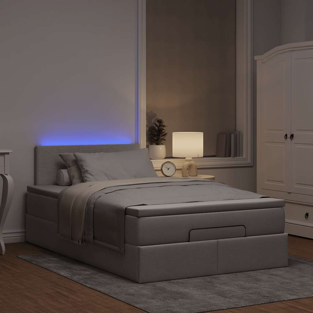 Otomanski krevet madracem i LED Taupe 120x190 cm tkanina
