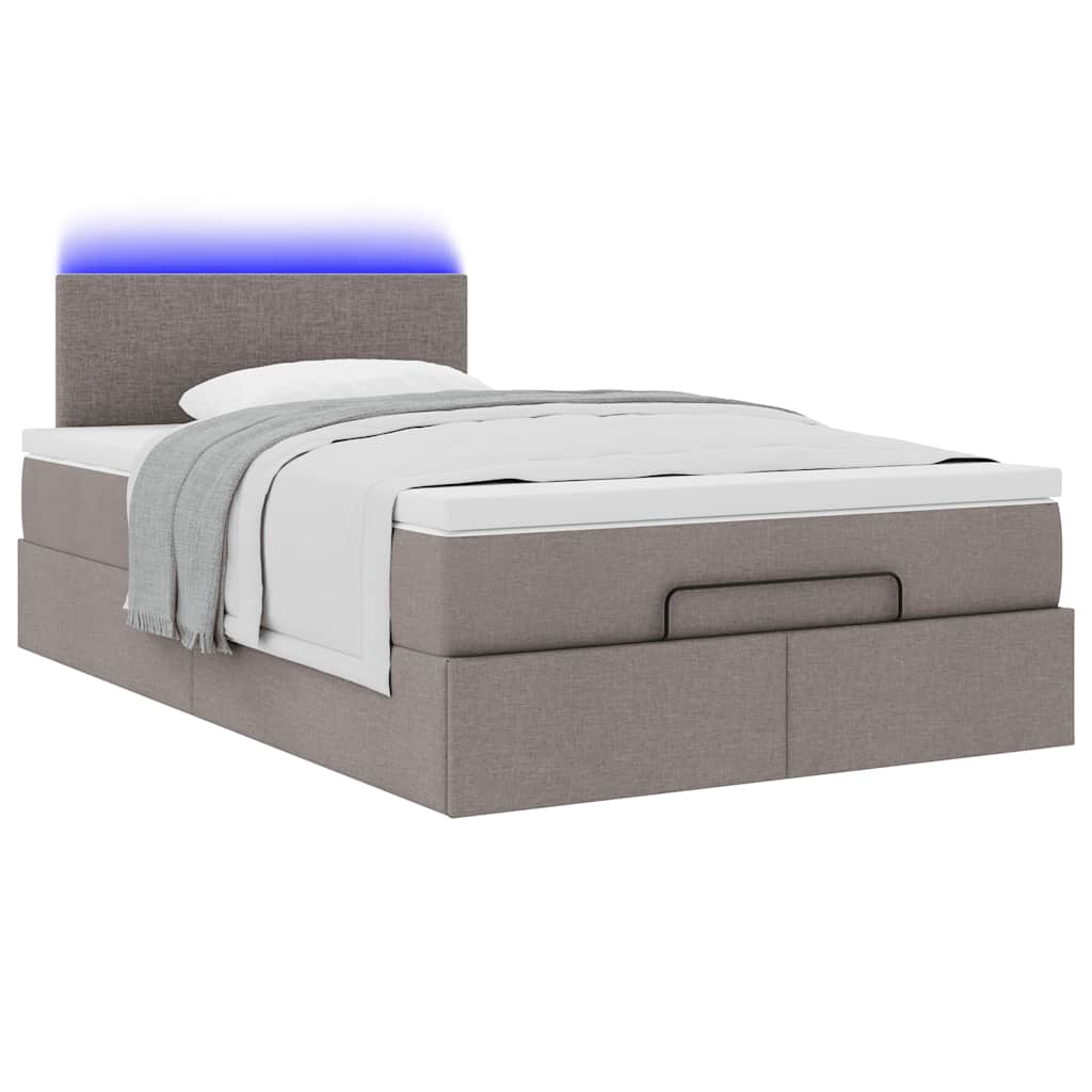 Otomanski krevet madracem i LED Taupe 120x190 cm tkanina