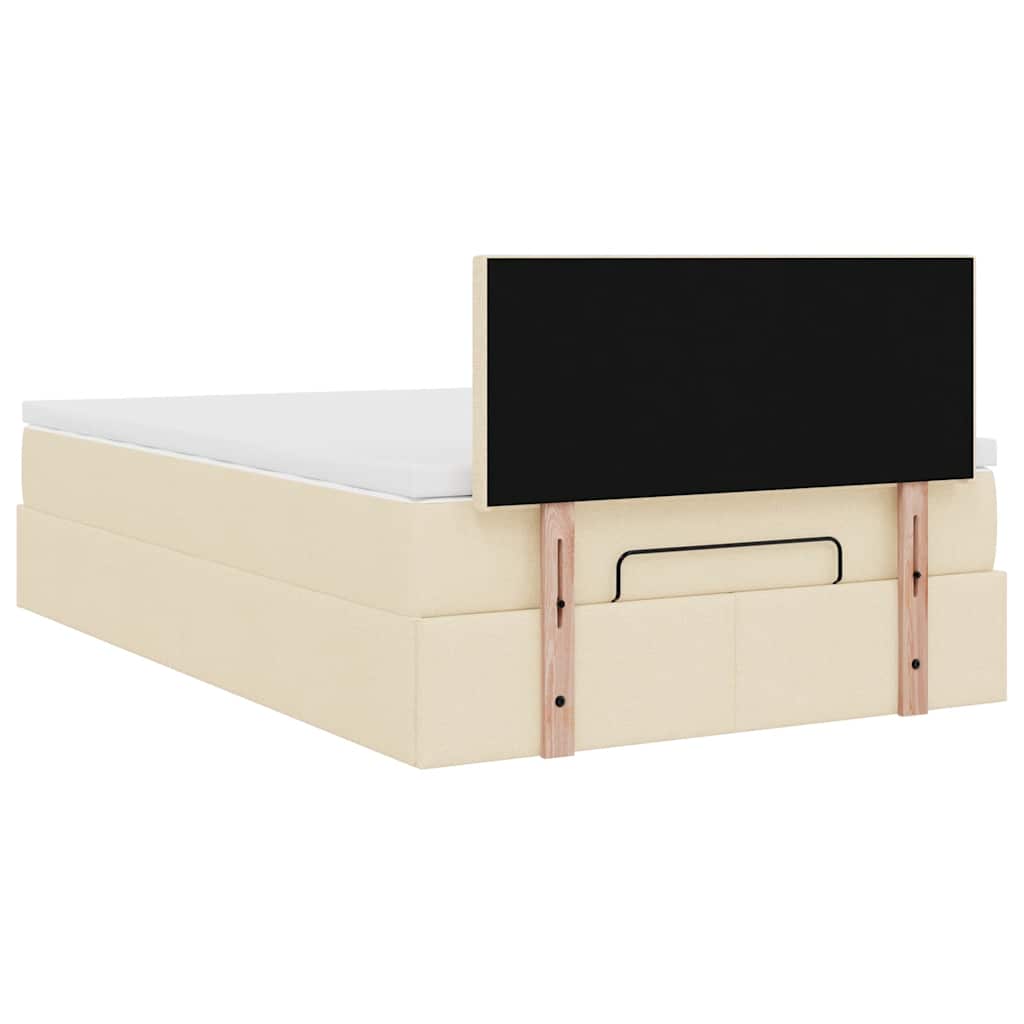 Otomanski krevet madracem i LED krem 120x190 cm tkanina