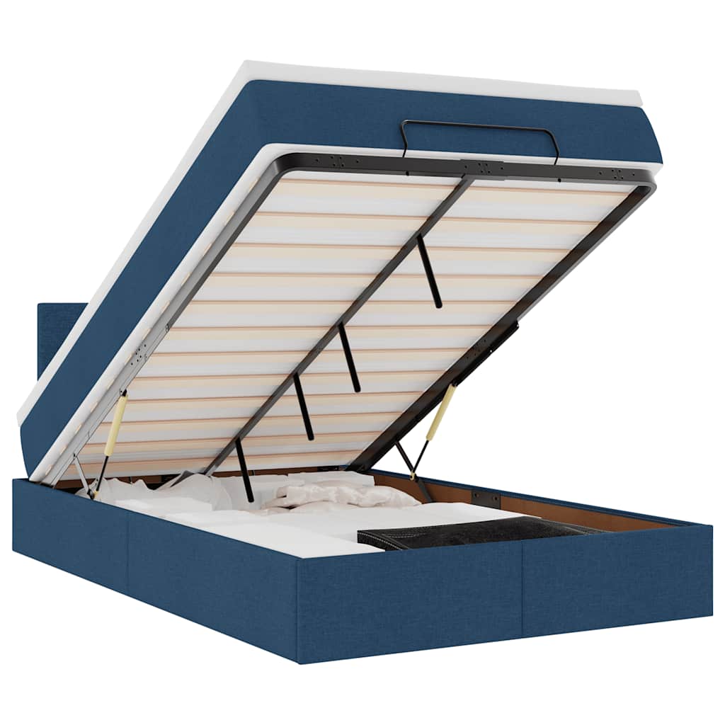 Otomanski krevet madracem i LED plava 120x190 cm tkanina