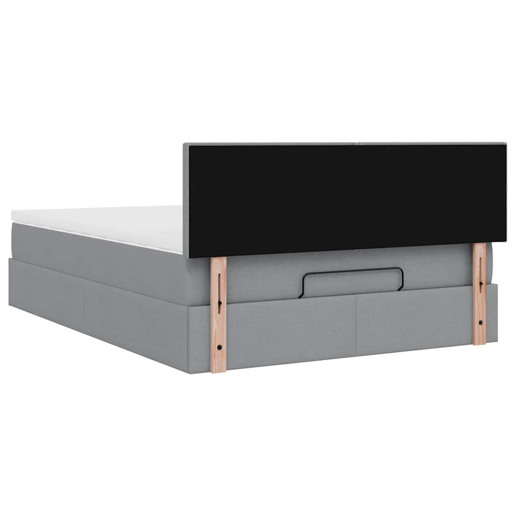 Otomanski krevet s madracem&LED svijetlosivi 140x190 cm tkanine