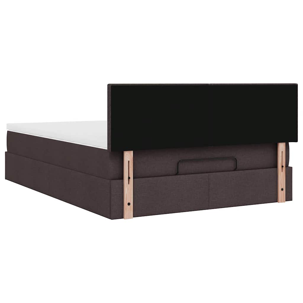Otomanski krevet s madracem i LED tamnosmeđi 140x190 cm tkanine