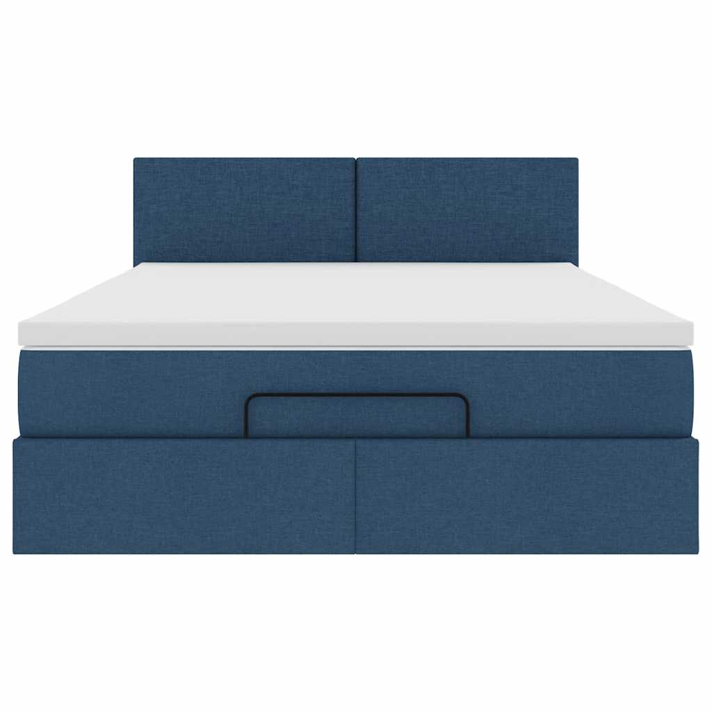 Otomanski krevet s madracem i LED plavi 140x190 cm tkanine