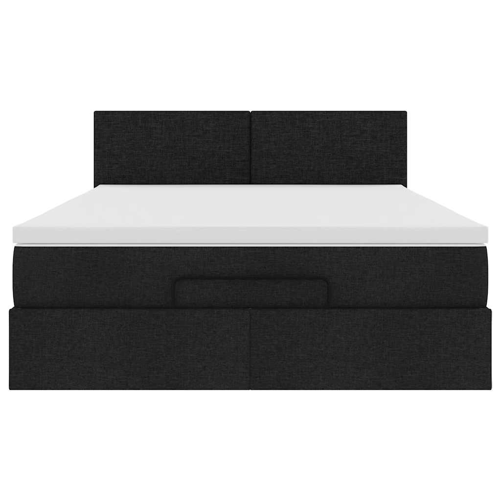 Otomanski krevet s madracem i LED crni 140x200 cm od tkanine