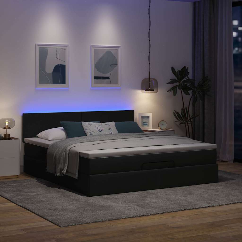 Otomanski krevet s madracem i LED tamnosivi 160x200cm tkanine