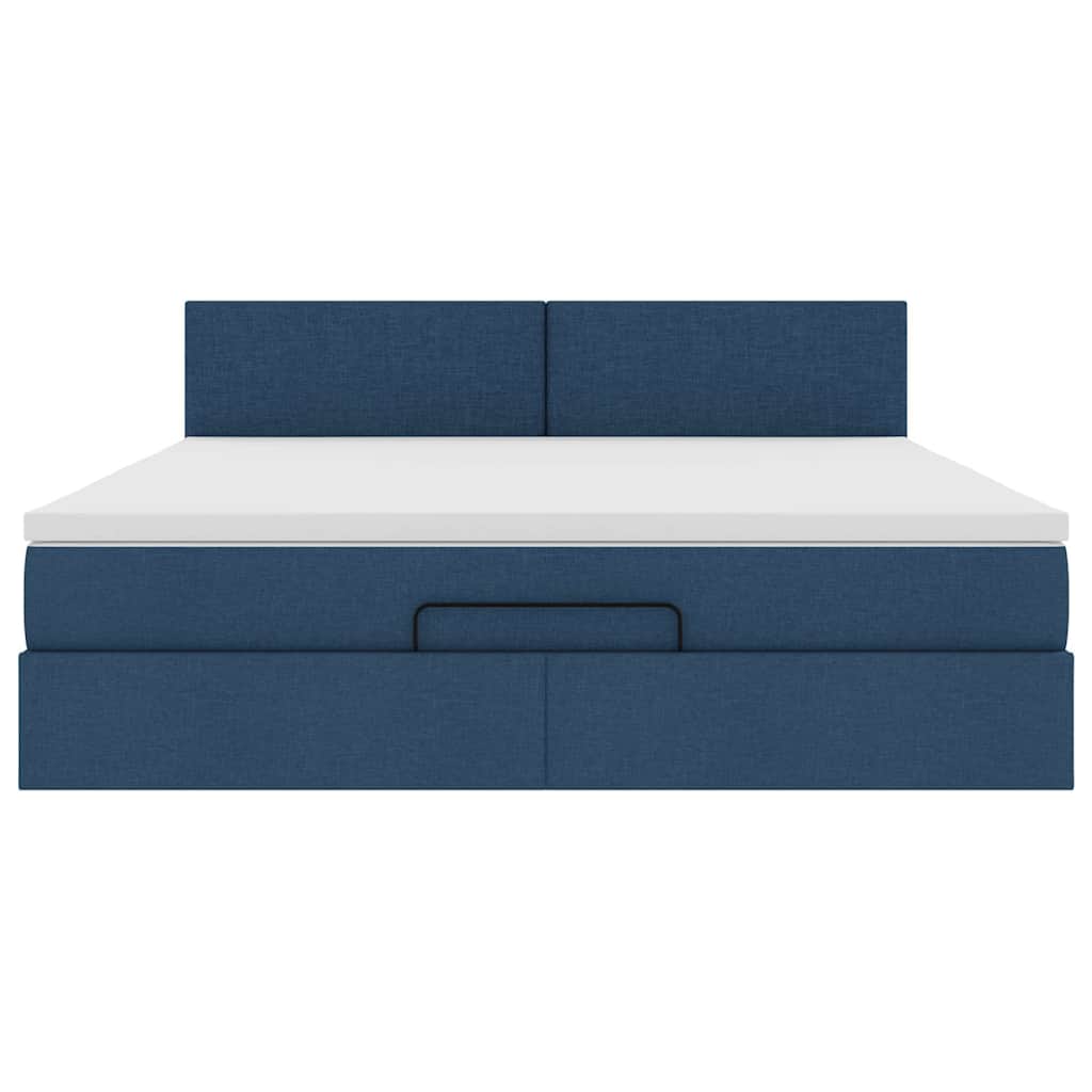 Otomanski krevet s madracem i LED plavi 160x200cm tkanine
