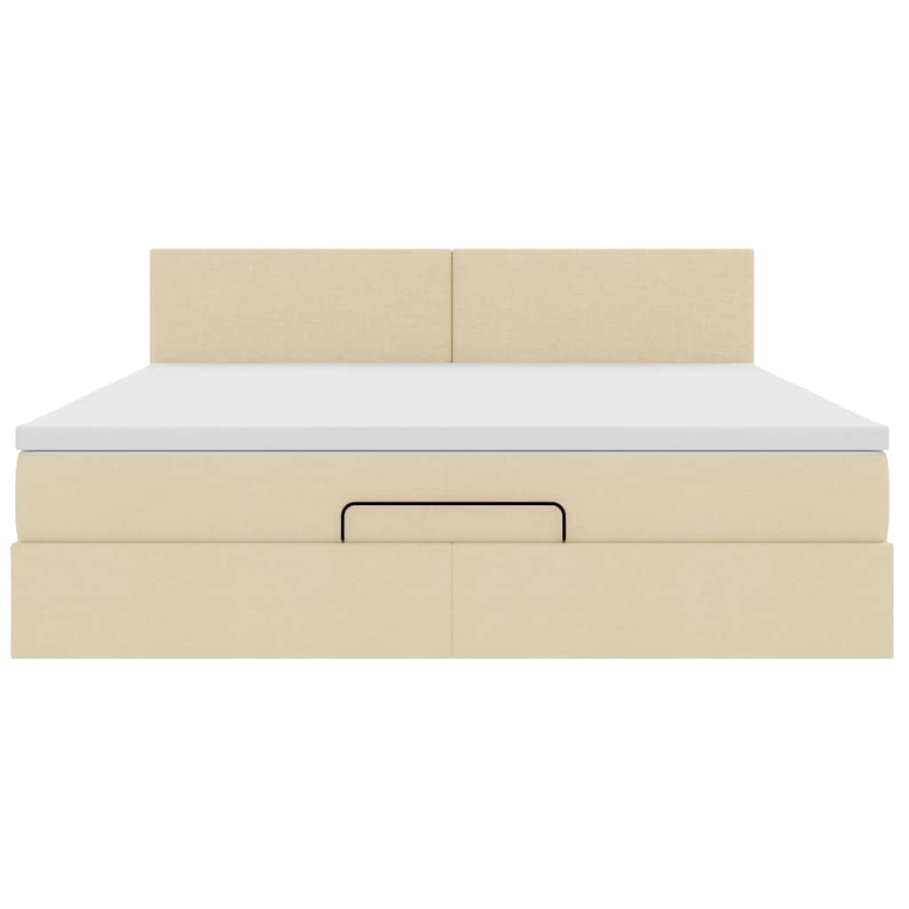 Otomanski krevet s madracem i LED krem 180x200cm od tkanine