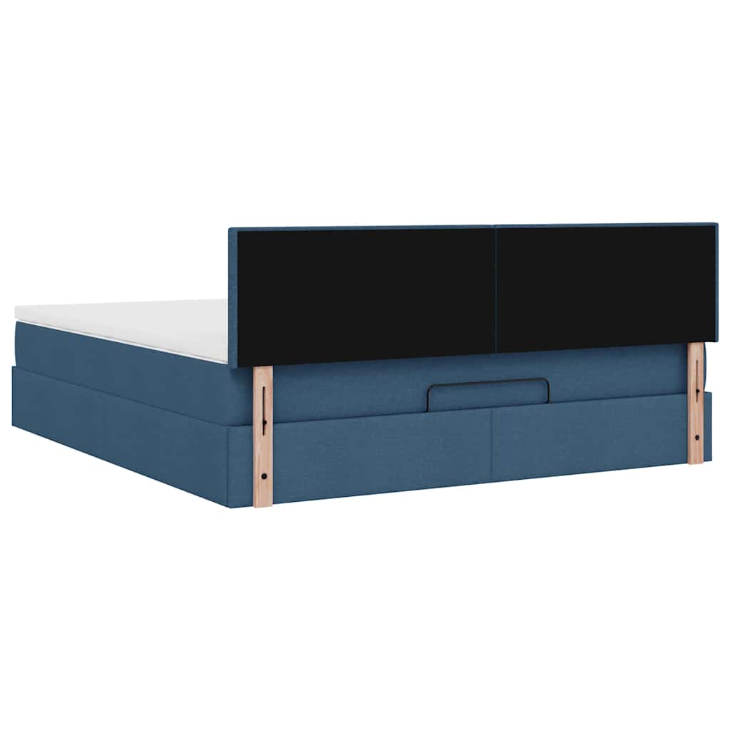 Otomanski krevet s madracem i LED plavi 180x200cm od tkanine