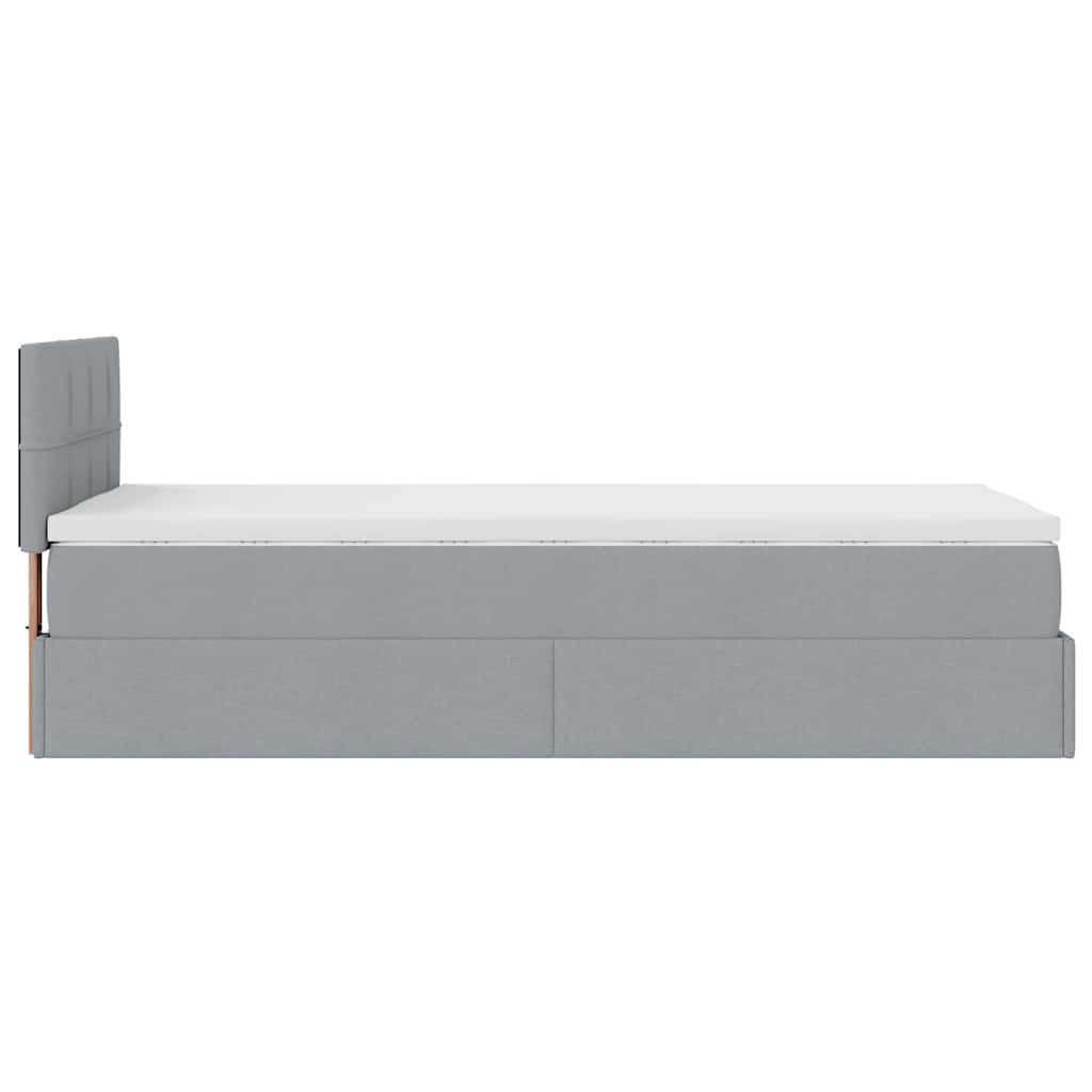 Otomanski krevet s madracem i LED svijetlosiva 80x200cm tkanina