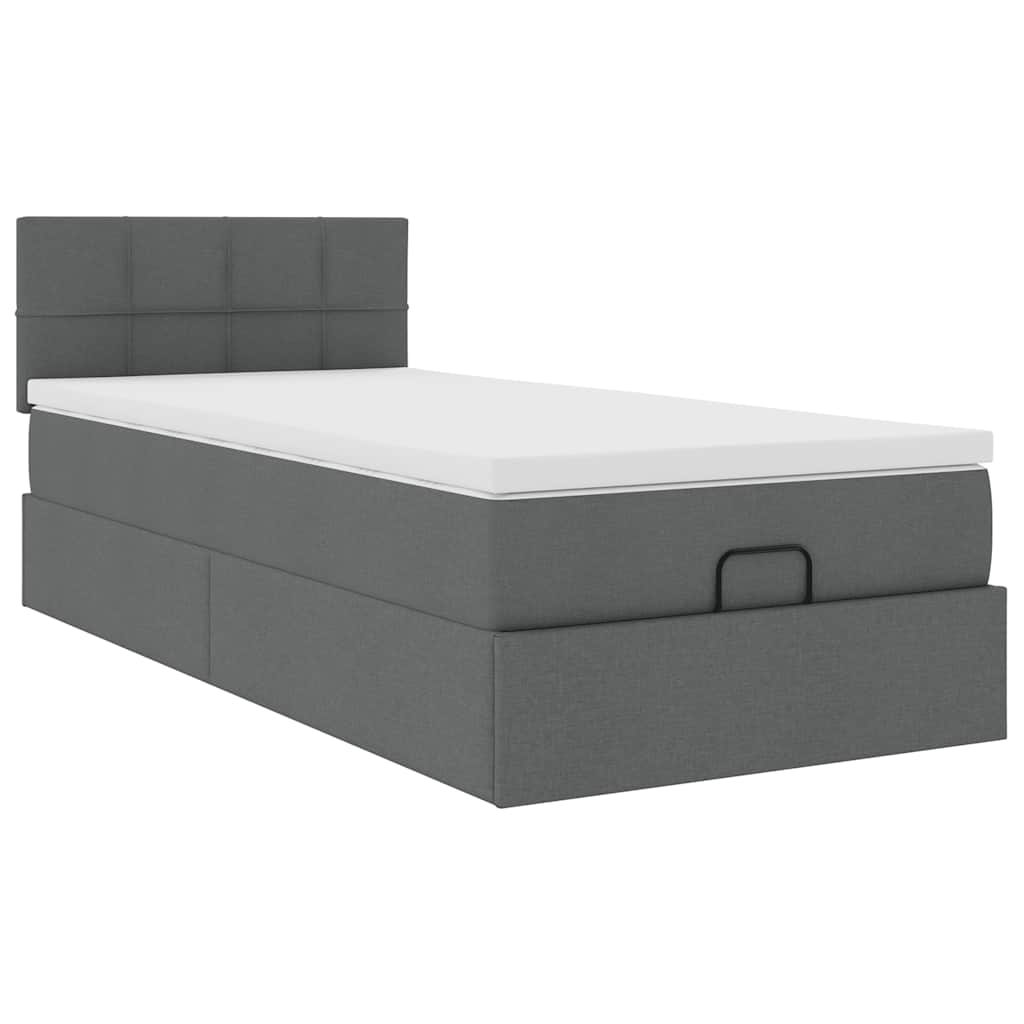 Otomanski krevet s madracem i LED tamnosivi 80x200cm tkanina