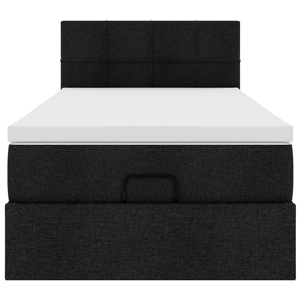 Otomanski krevet s madracem i LED crna 80x200cm tkanina