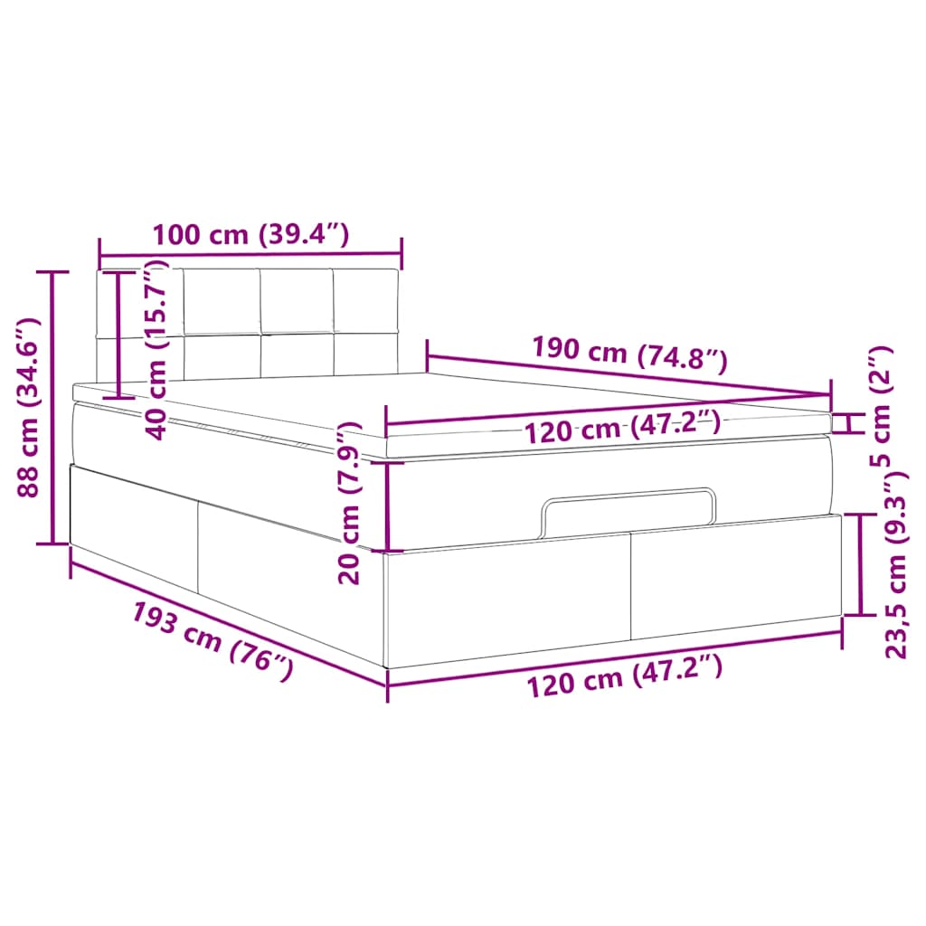 Okvir za krevet s madraca tamnosmeđi 120x190 cm od tkanine