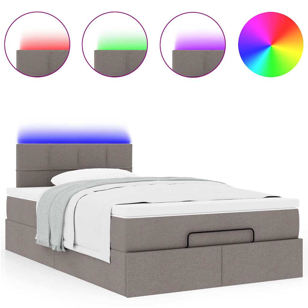 Otomanski krevet madracem i LED Taupe 120x190 cm tkanina
