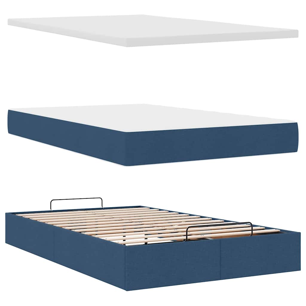 Otomanski krevet madracem i LED plava 120x190 cm tkanina